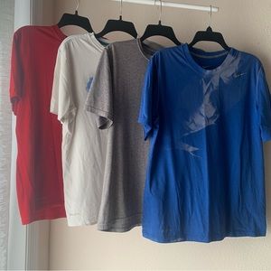 Lot 4 Nike Tshirt T shirt Dri Fit Cotton Blend Polyester M Red Blue Gray White